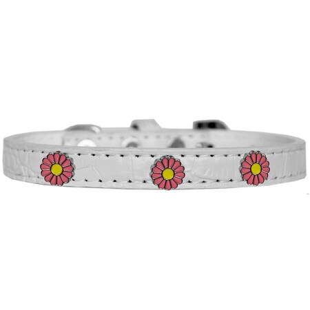 Mirage Pet Products Pink Daisy Widget Croc Dog Collar WhiteSize 16 720-25 WTC16